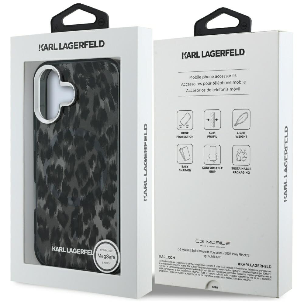 iPhone 16 Karl Lagerfeld IML Leopard Pattern MagSafe dėklas – juodas 7