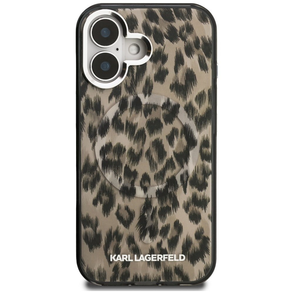 iPhone 16 dėklas Karl Lagerfeld IML Leopard Pattern, MagSafe – rudas 2