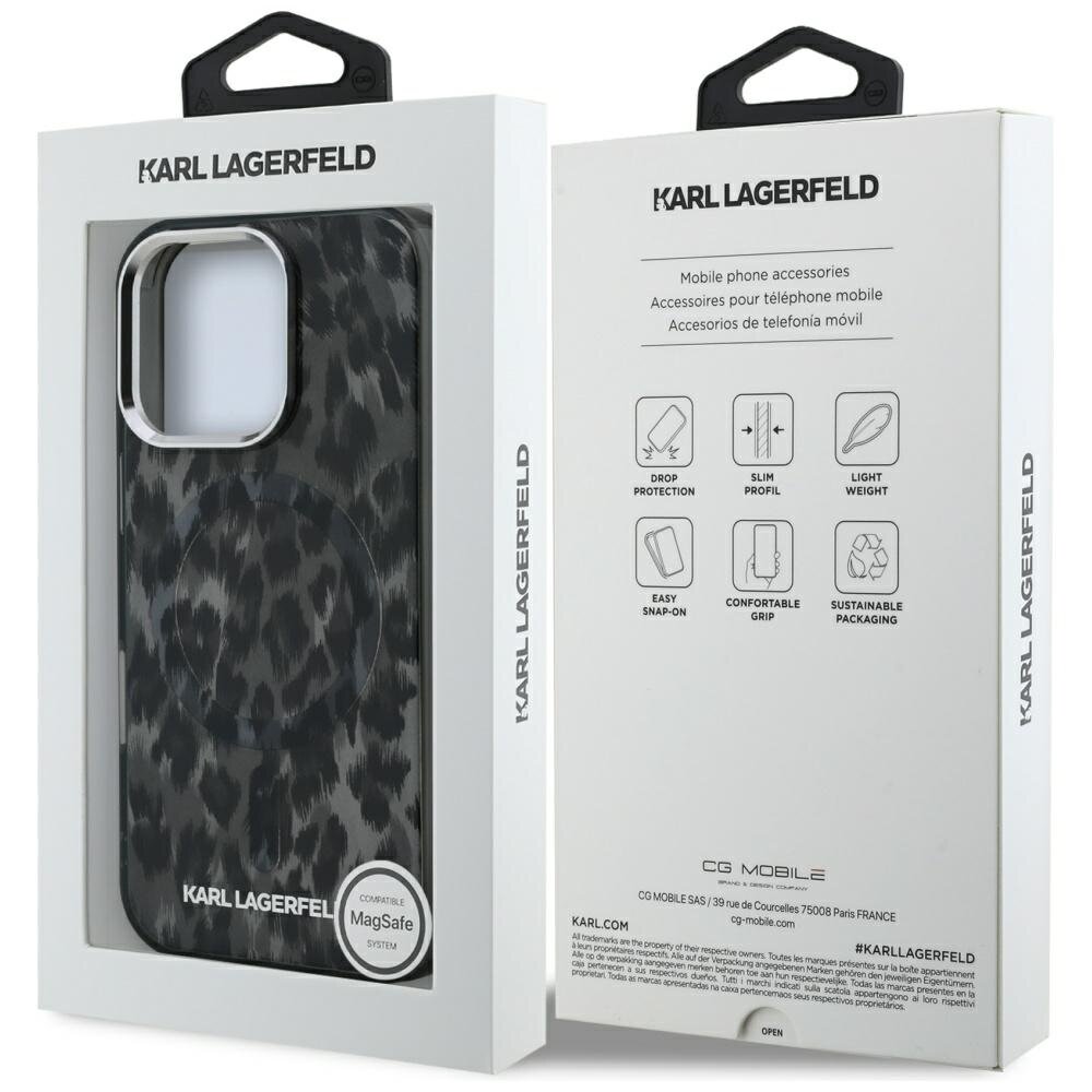 iPhone 16 Pro Karl Lagerfeld IML Leopard Pattern MagSafe dėklas – juodas 7