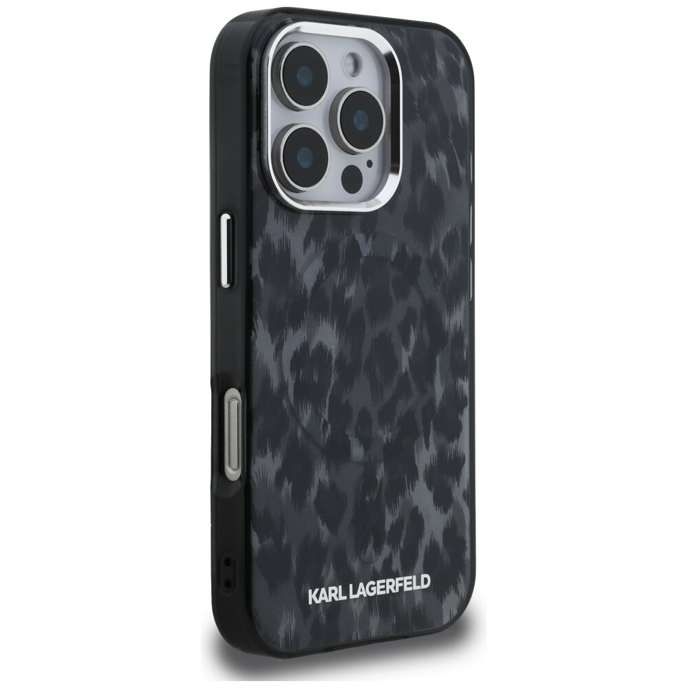 iPhone 16 Pro Max Karl Lagerfeld IML Leopard Pattern MagSafe dėklas – juodas 3