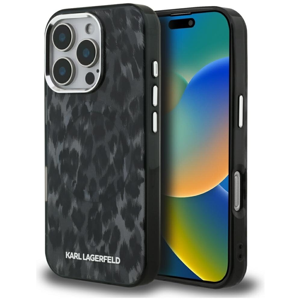 iPhone 16 Pro Max Karl Lagerfeld IML Leopard Pattern MagSafe dėklas – juodas iPhone 16 Pro Max Karl Lagerfeld IML Leopard Pattern MagSafe dėklas – juodas