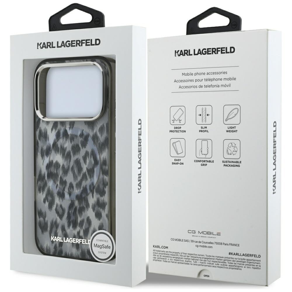 iPhone 17 Pro dėklas Karl Lagerfeld IML Leopard Pattern, MagSafe – juodas 6