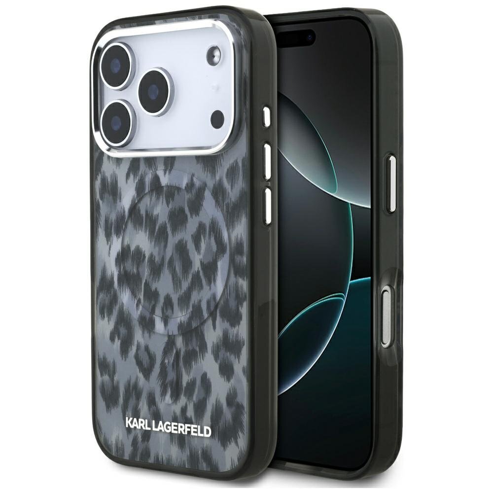 iPhone 17 Pro dėklas Karl Lagerfeld IML Leopard Pattern, MagSafe – juodas iPhone 17 Pro dėklas Karl Lagerfeld IML Leopard Pattern, MagSafe – juodas