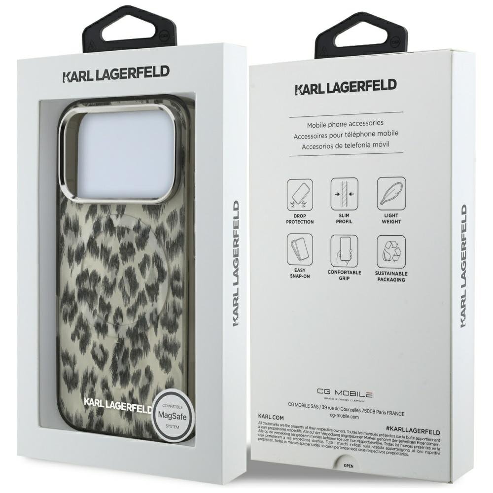 iPhone 17 Pro Karl Lagerfeld IML Leopard Pattern MagSafe dėklas – rudas 7