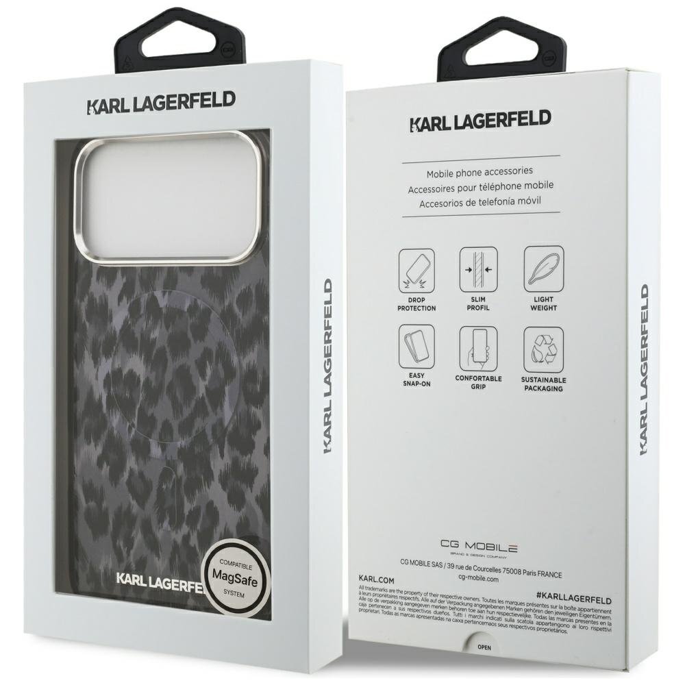 iPhone 17 Pro Max dėklas Karl Lagerfeld IML Leopard Pattern, MagSafe – juodas 7