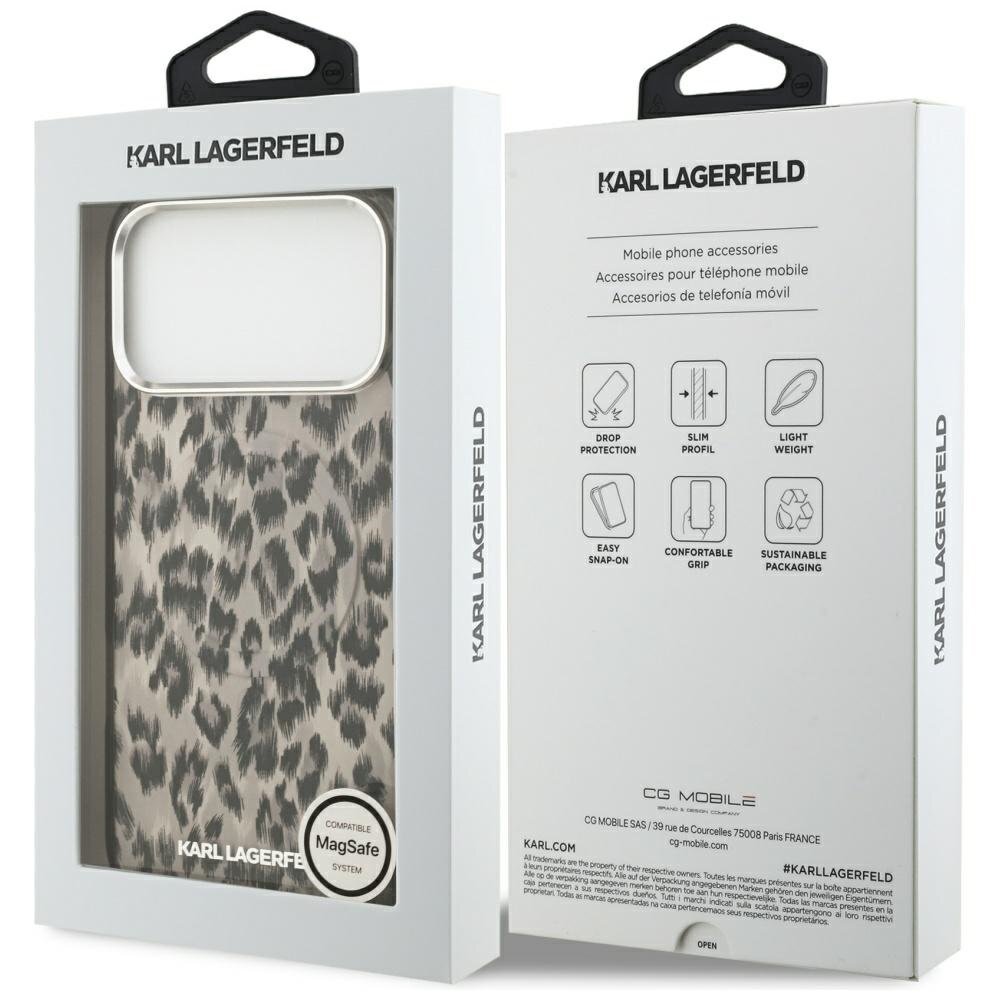 iPhone 17 Pro Max Karl Lagerfeld IML Leopard Pattern MagSafe dėklas – rudas 7 iPhone 17 Pro Max Karl Lagerfeld IML Leopard Pattern MagSafe dėklas – rudas 7