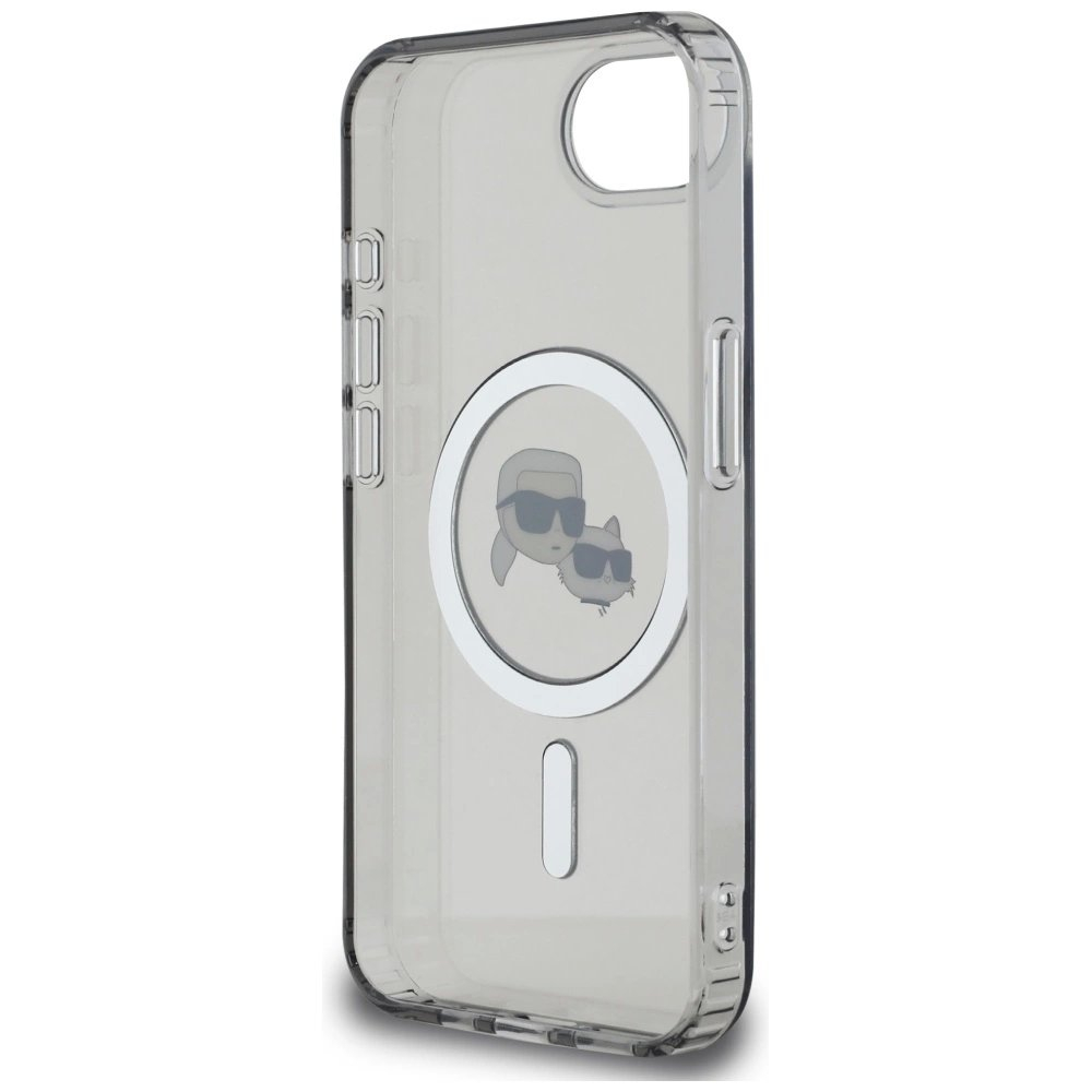 iPhone 16e – Karl Lagerfeld IML Metal Karl & Choupette Heads MagSafe dėklas - Juodas 6