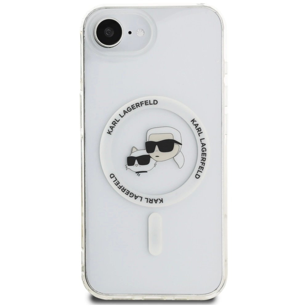 iPhone 16e – Karl Lagerfeld IML Metal Karl & Choupette Heads MagSafe dėklas - Baltas 2