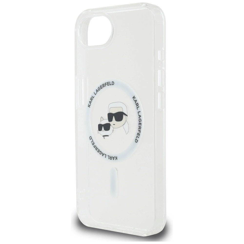 iPhone 16e – Karl Lagerfeld IML Metal Karl & Choupette Heads MagSafe dėklas - Baltas 5
