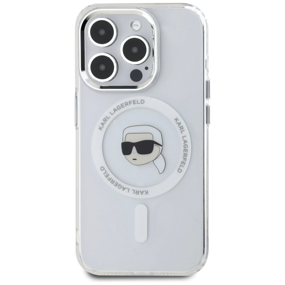 Karl Lagerfeld IML Metal Karl Head MagSafe Dėklas skirtas iPhone 15 Pro Baltas 2 Karl Lagerfeld IML Metal Karl Head MagSafe Dėklas skirtas iPhone 15 Pro Baltas 2