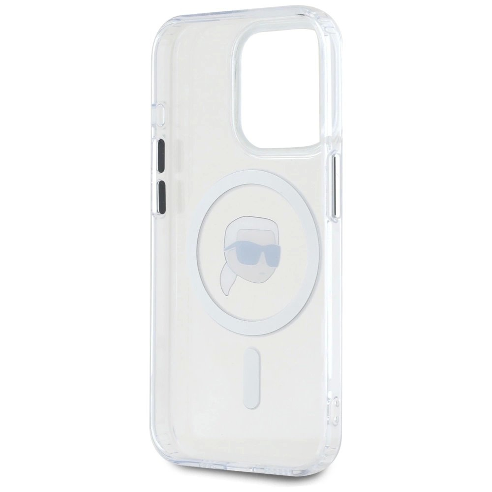 Karl Lagerfeld IML Metal Karl Head MagSafe Dėklas skirtas iPhone 15 Pro Baltas 6