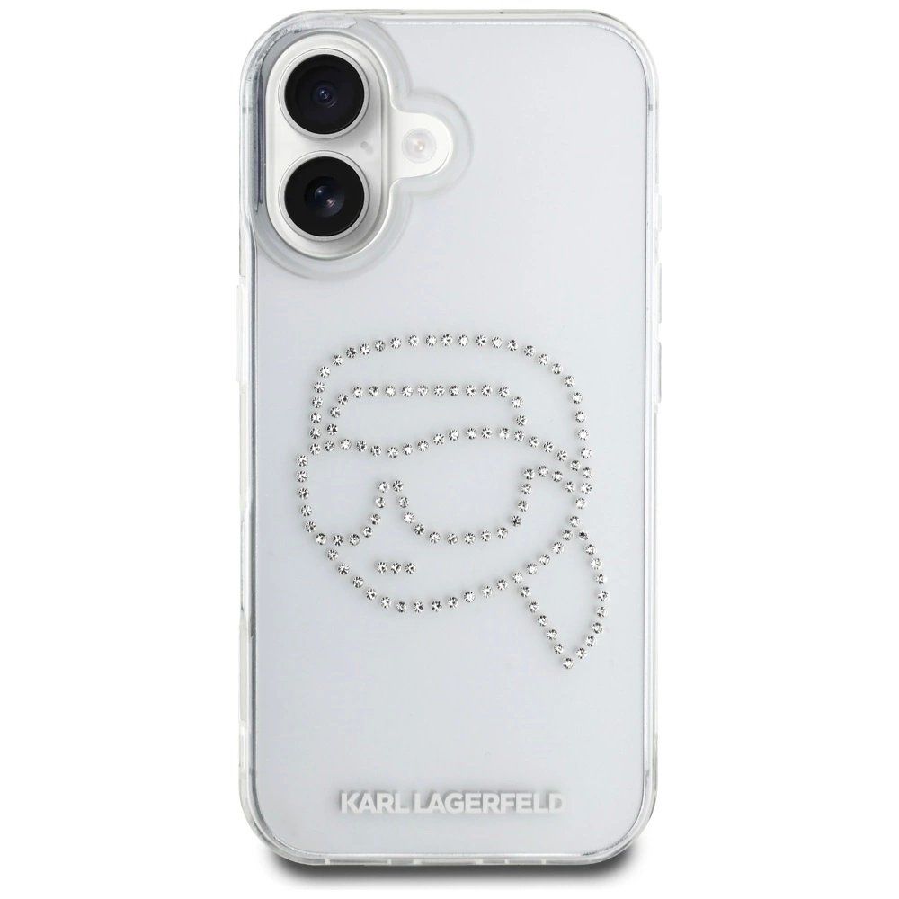 Karl Lagerfeld IML Rhinestones Karl Head Dėklas skirtas iPhone 16 Permatomas 2