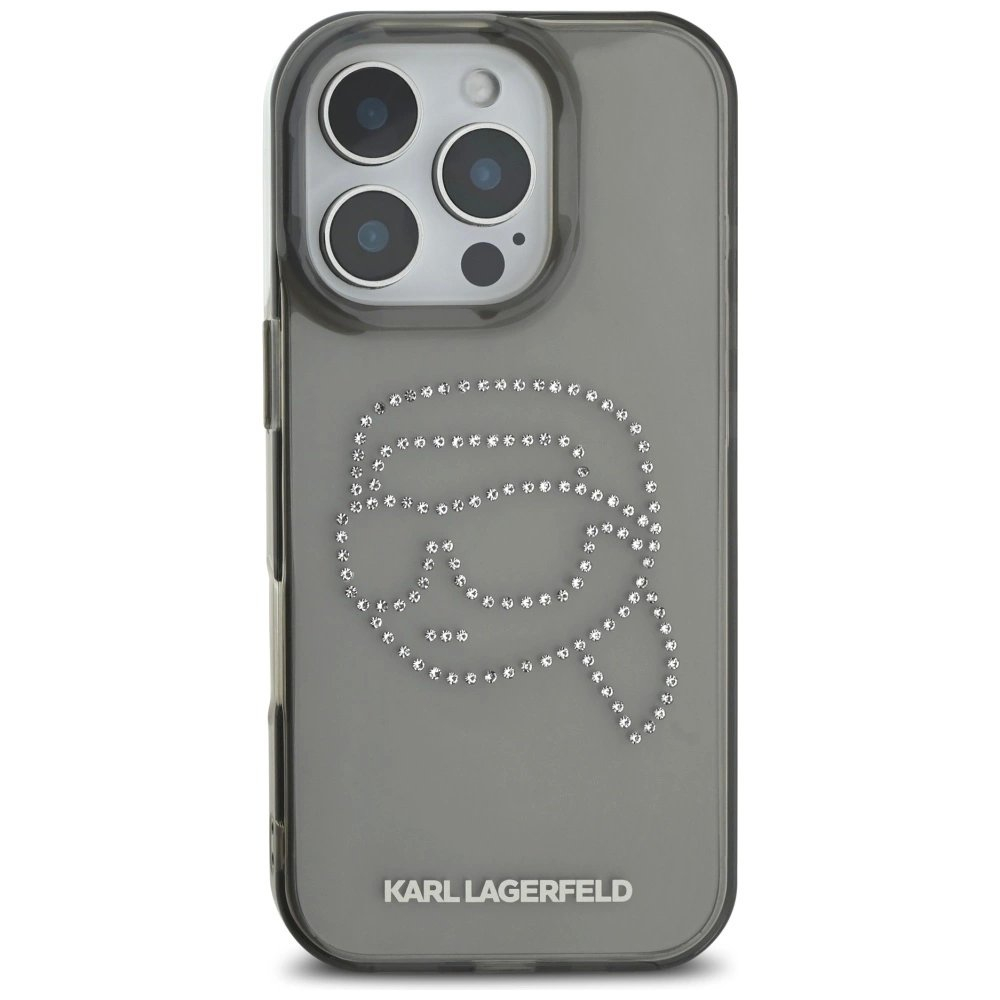 Karl Lagerfeld IML Rhinestones Karl Head Dėklas skirtas iPhone 16 Pro Juodas 2 Karl Lagerfeld IML Rhinestones Karl Head Dėklas skirtas iPhone 16 Pro Juodas 2