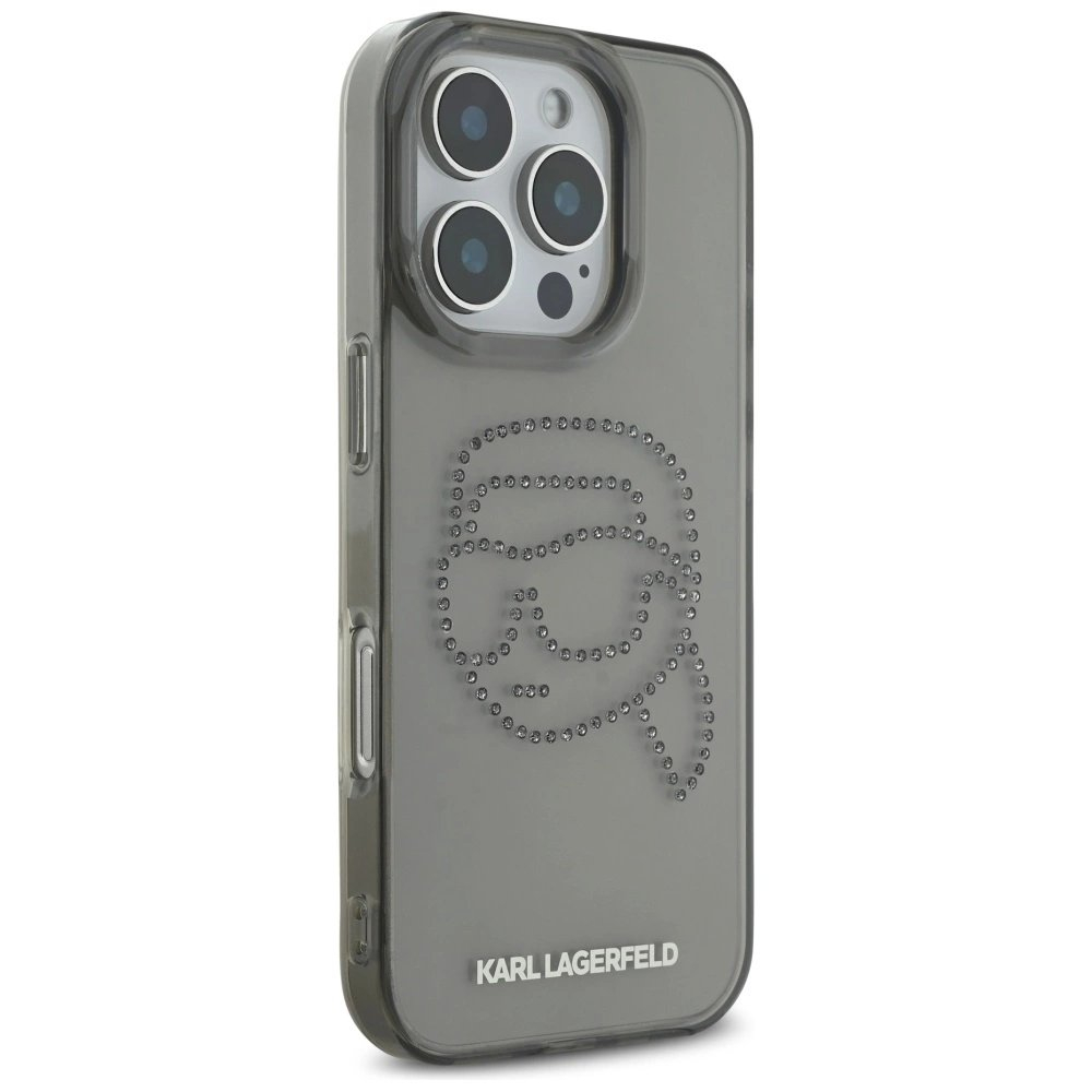 Karl Lagerfeld IML Rhinestones Karl Head Dėklas skirtas iPhone 16 Pro Juodas 3