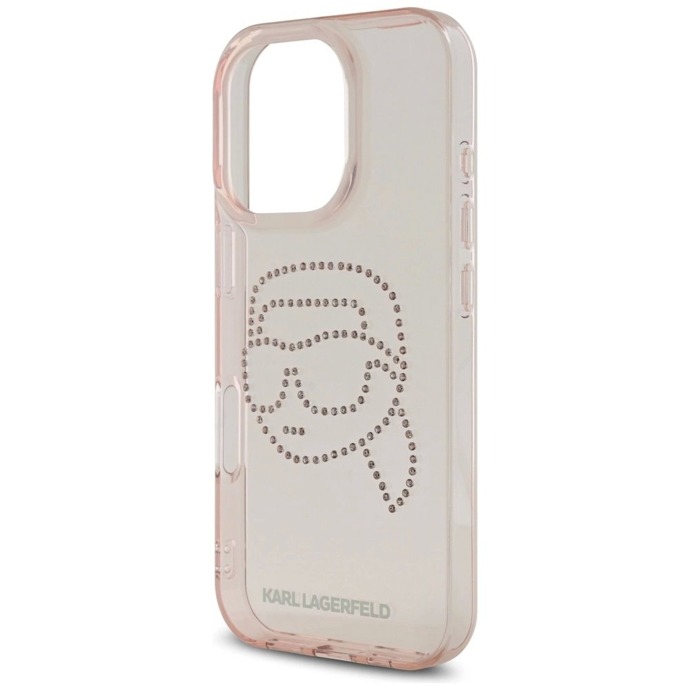 Karl Lagerfeld IML Rhinestones Karl Head Dėklas skirtas iPhone 16 Pro Rožinis 5