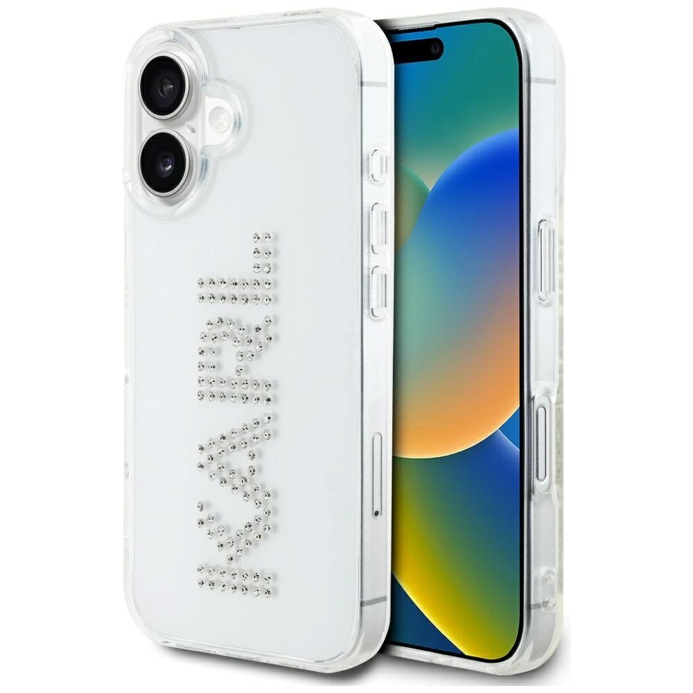 iPhone 16 – Karl Lagerfeld IML Rhinestones Logo dėklas - Skaidrus