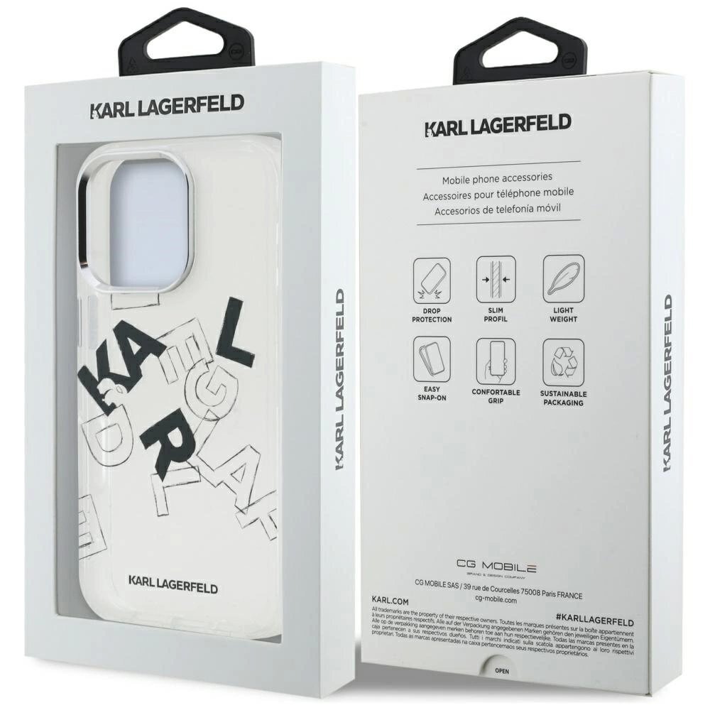 iPhone 16 Pro dėklas Karl Lagerfeld IML Sketched Graphic – skaidrus 7