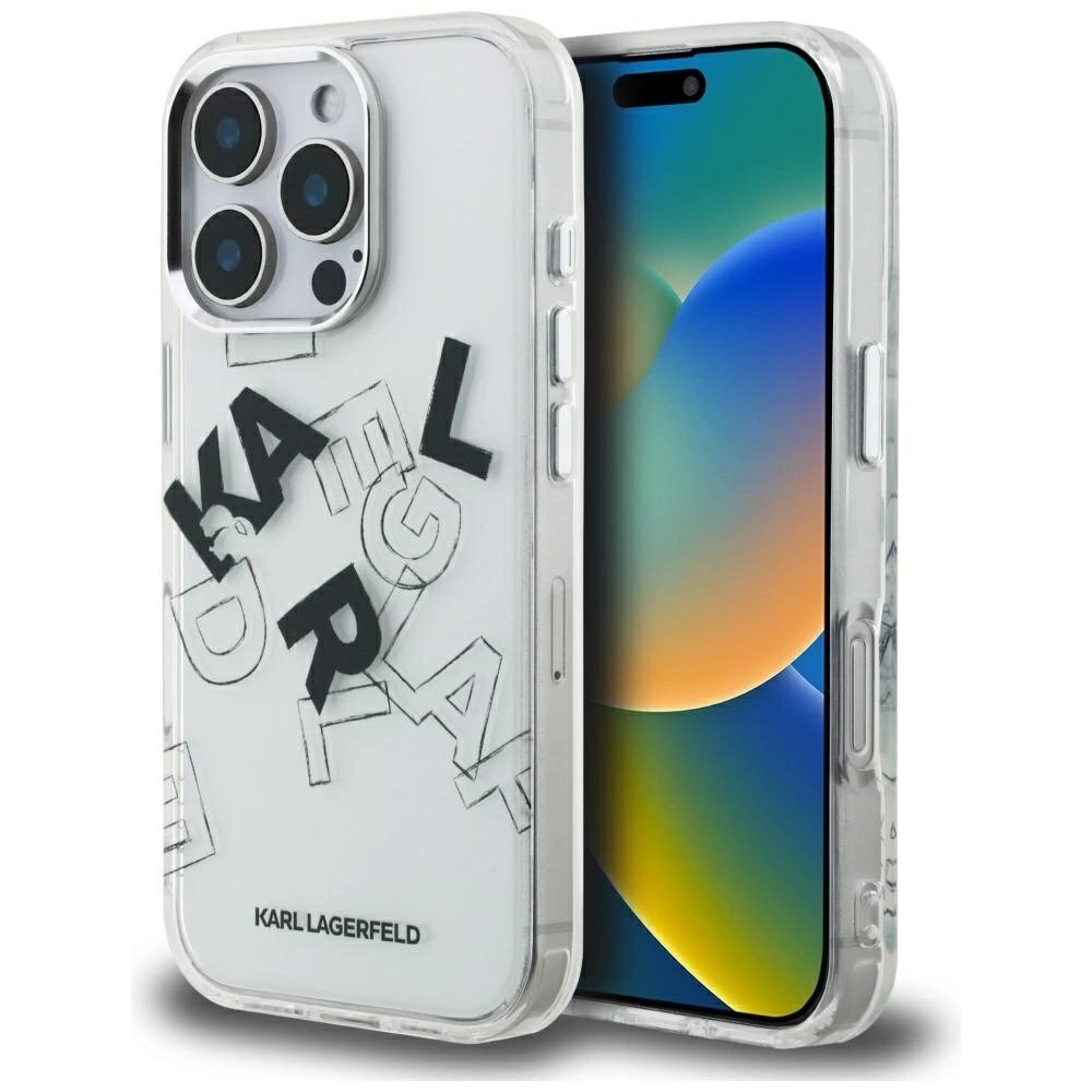 iPhone 16 Pro dėklas Karl Lagerfeld IML Sketched Graphic – skaidrus