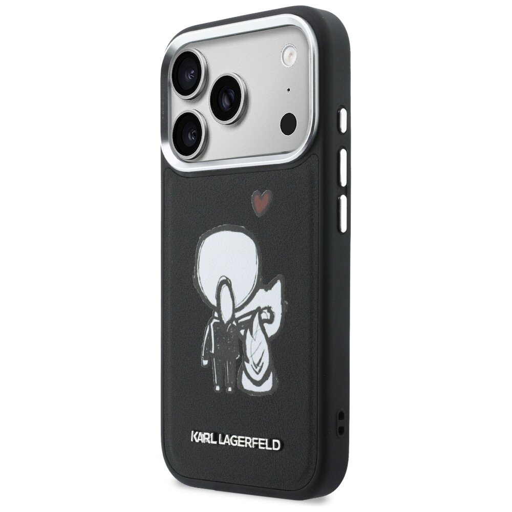 iPhone 17 Pro Karl Lagerfeld Karl & Choupette Back Logo MagSafe dėklas – juodas 1