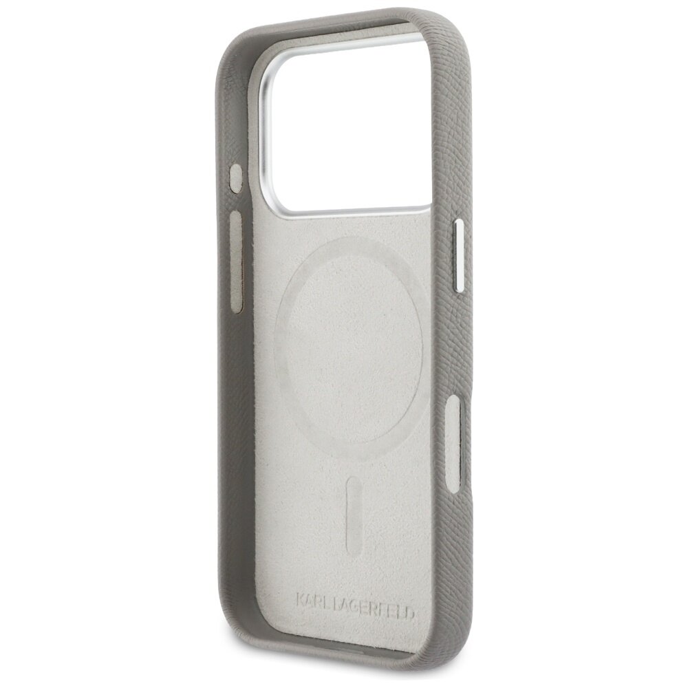 iPhone 17 Pro Karl Lagerfeld Karl & Choupette Head Pins Saffiano MagSafe dėklas – pilkas 6 iPhone 17 Pro Karl Lagerfeld Karl & Choupette Head Pins Saffiano MagSafe dėklas – pilkas 6