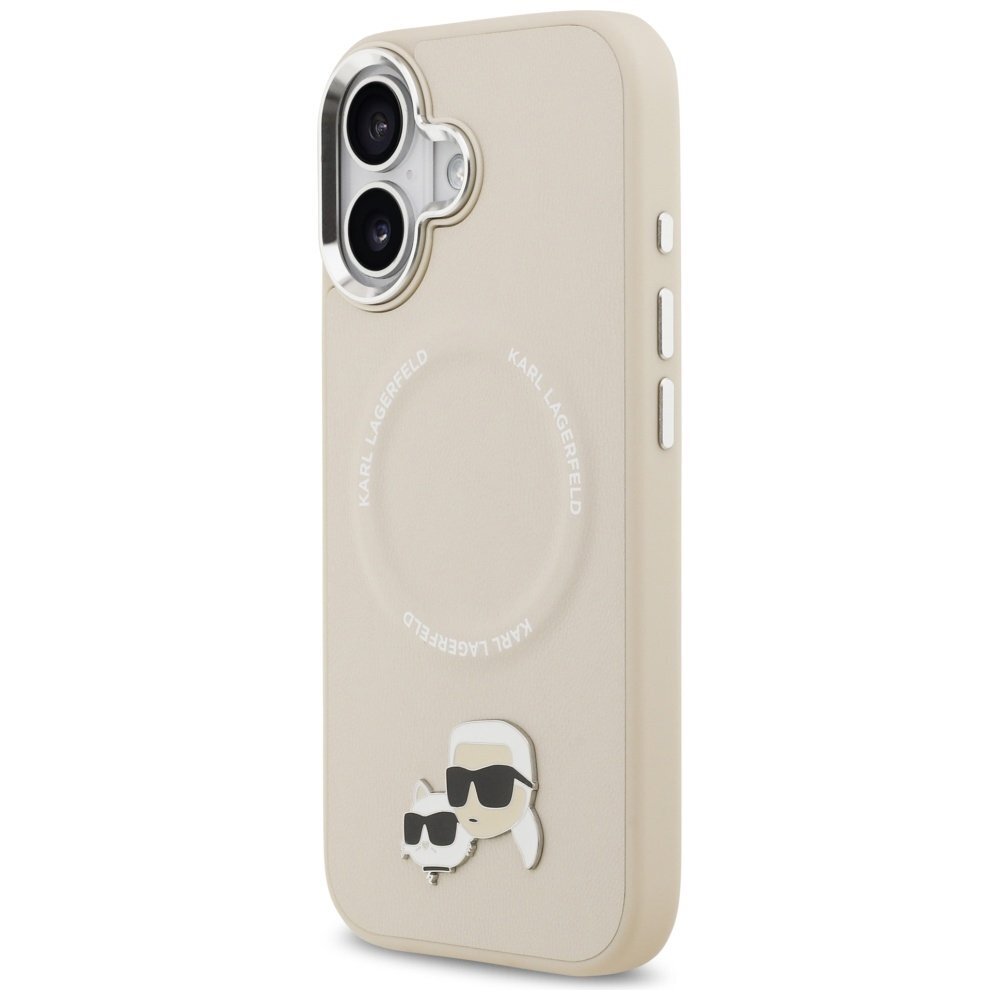 iPhone 17 Karl Lagerfeld Karl & Choupette Pins MagSafe dėklas – smėlinis 1