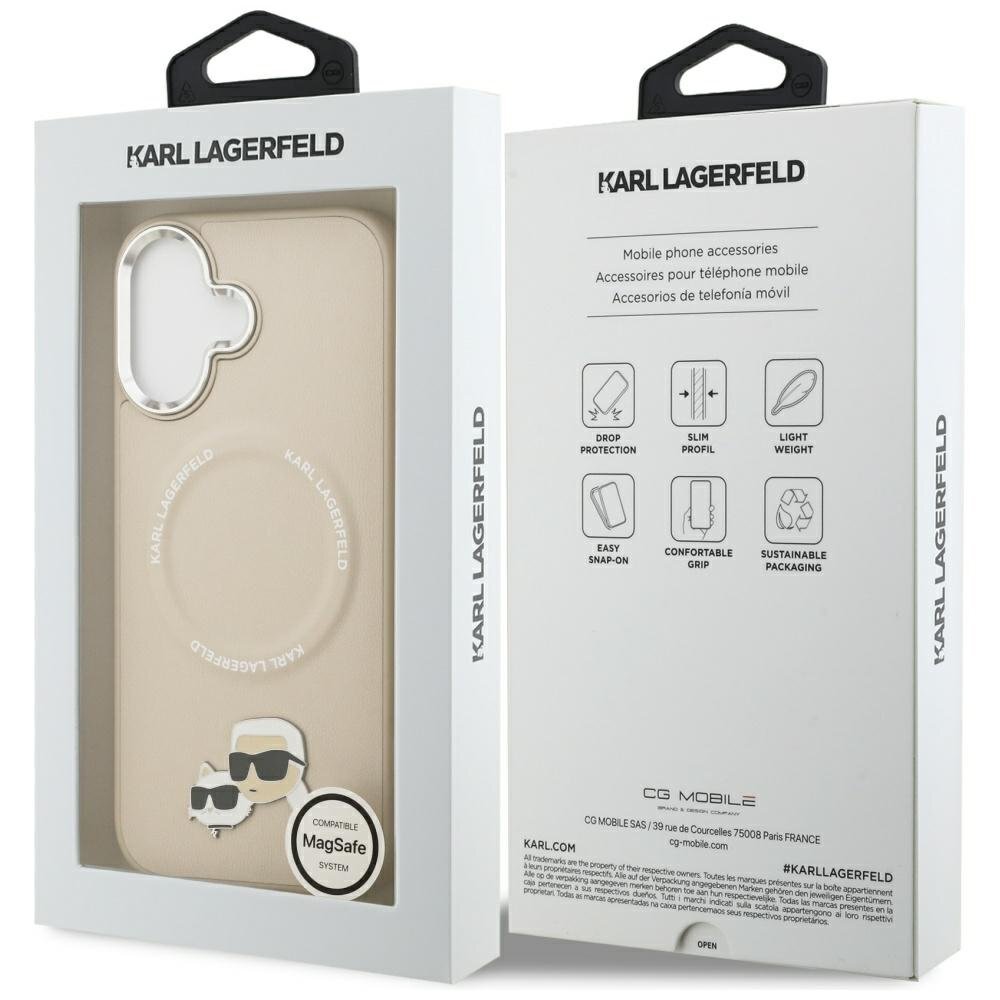 iPhone 17 Karl Lagerfeld Karl & Choupette Pins MagSafe dėklas – smėlinis 7