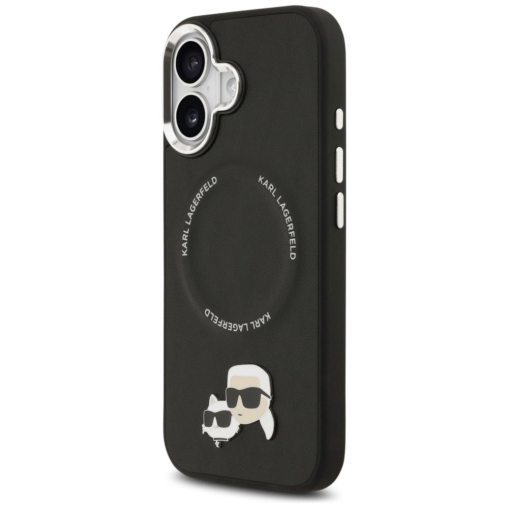 iPhone 17 Karl Lagerfeld Karl & Choupette Pins MagSafe dėklas – juodas 1