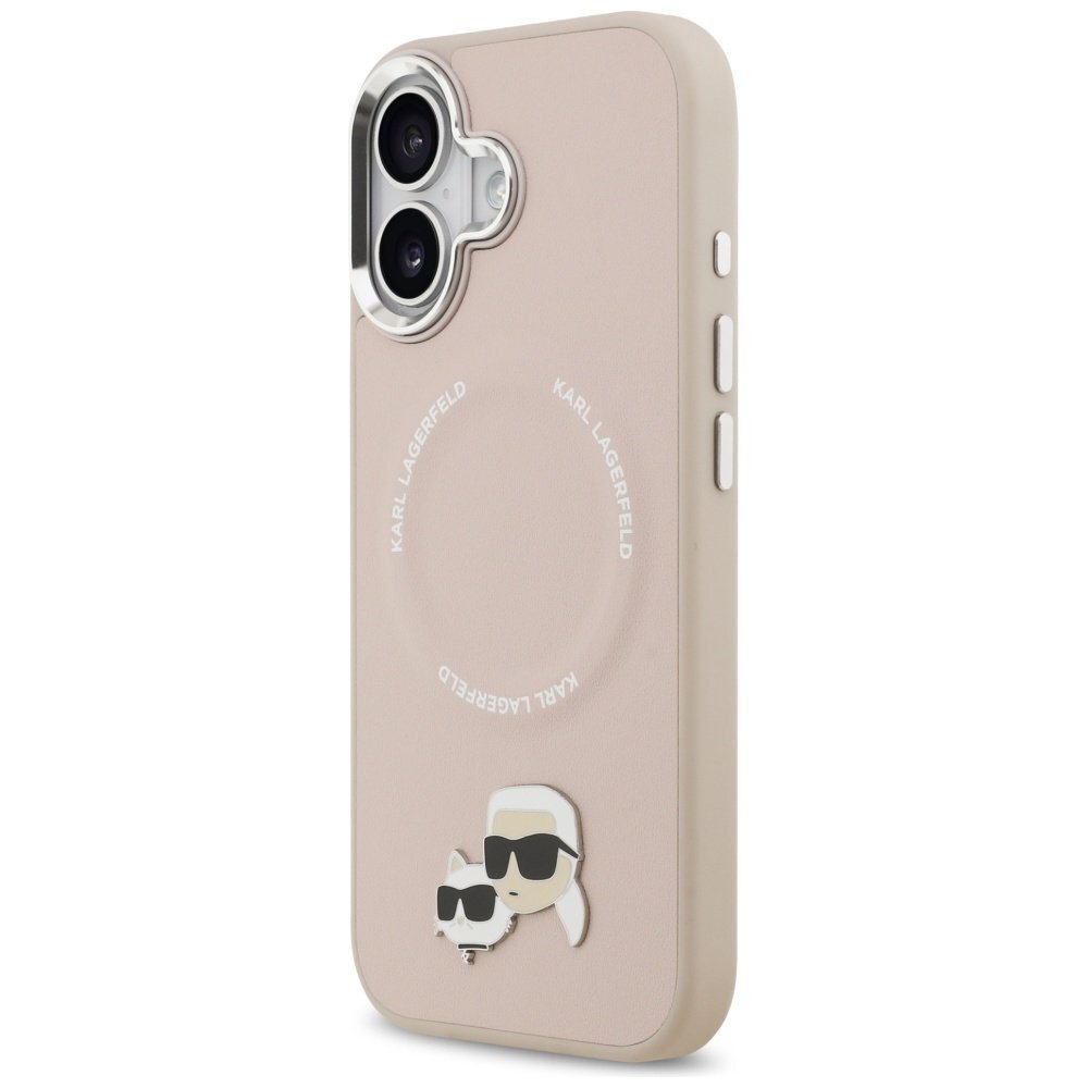 iPhone 17 Karl Lagerfeld Karl & Choupette Pins MagSafe dėklas – rožinis 1
