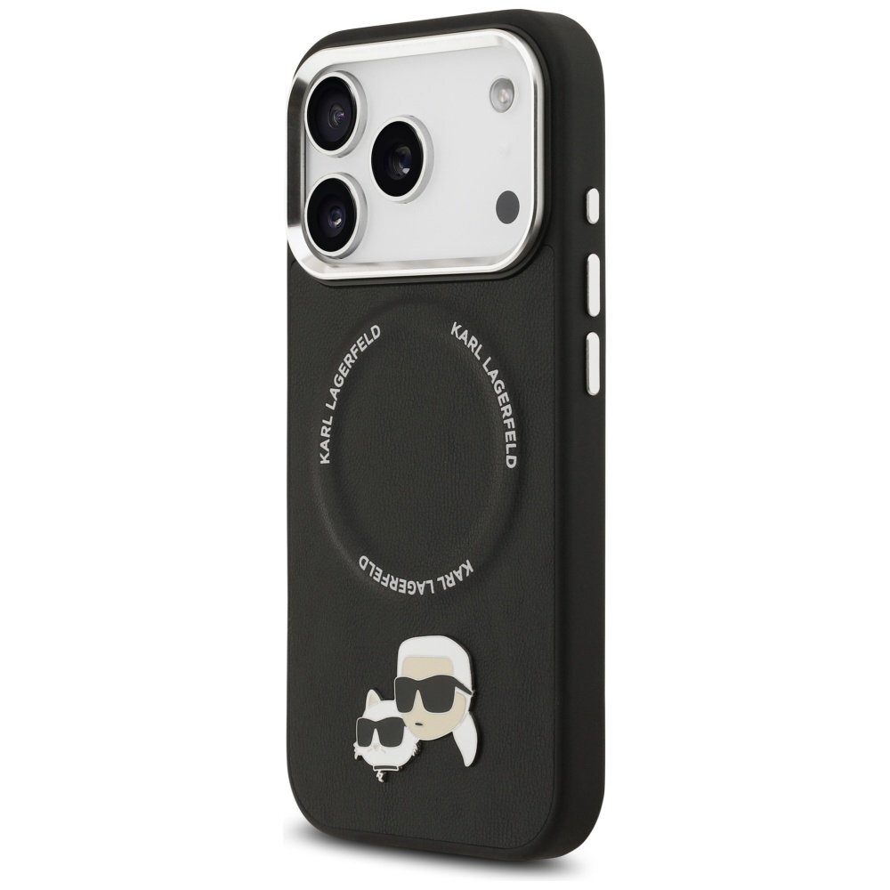 iPhone 17 Pro Karl Lagerfeld Karl & Choupette Pins MagSafe dėklas – juodas 1