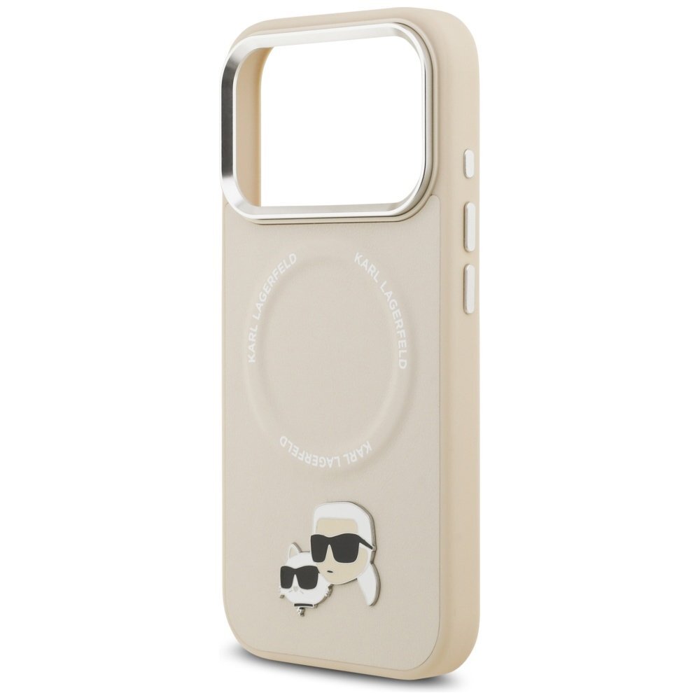 iPhone 17 Pro Max Karl Lagerfeld Karl & Choupette Pins MagSafe dėklas – smėlinis 5