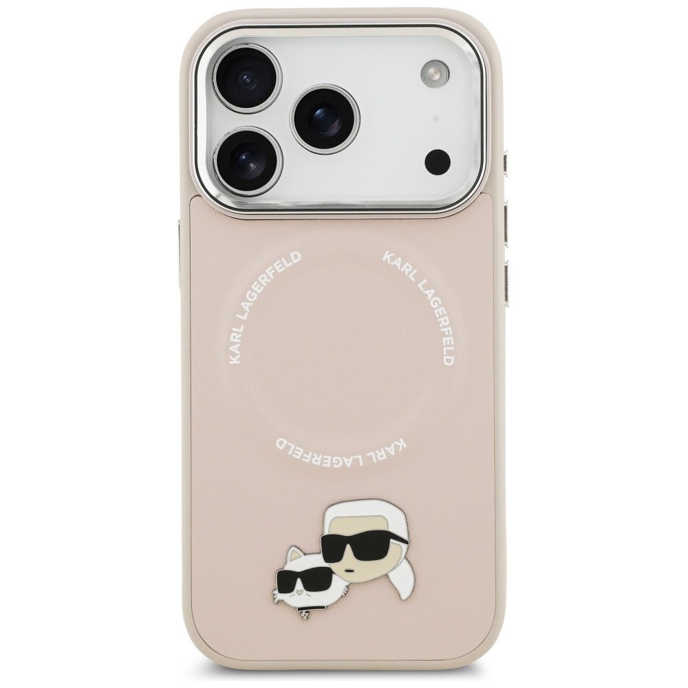 iPhone 17 Pro Karl Lagerfeld Karl & Choupette Pins MagSafe dėklas – rožinis 2