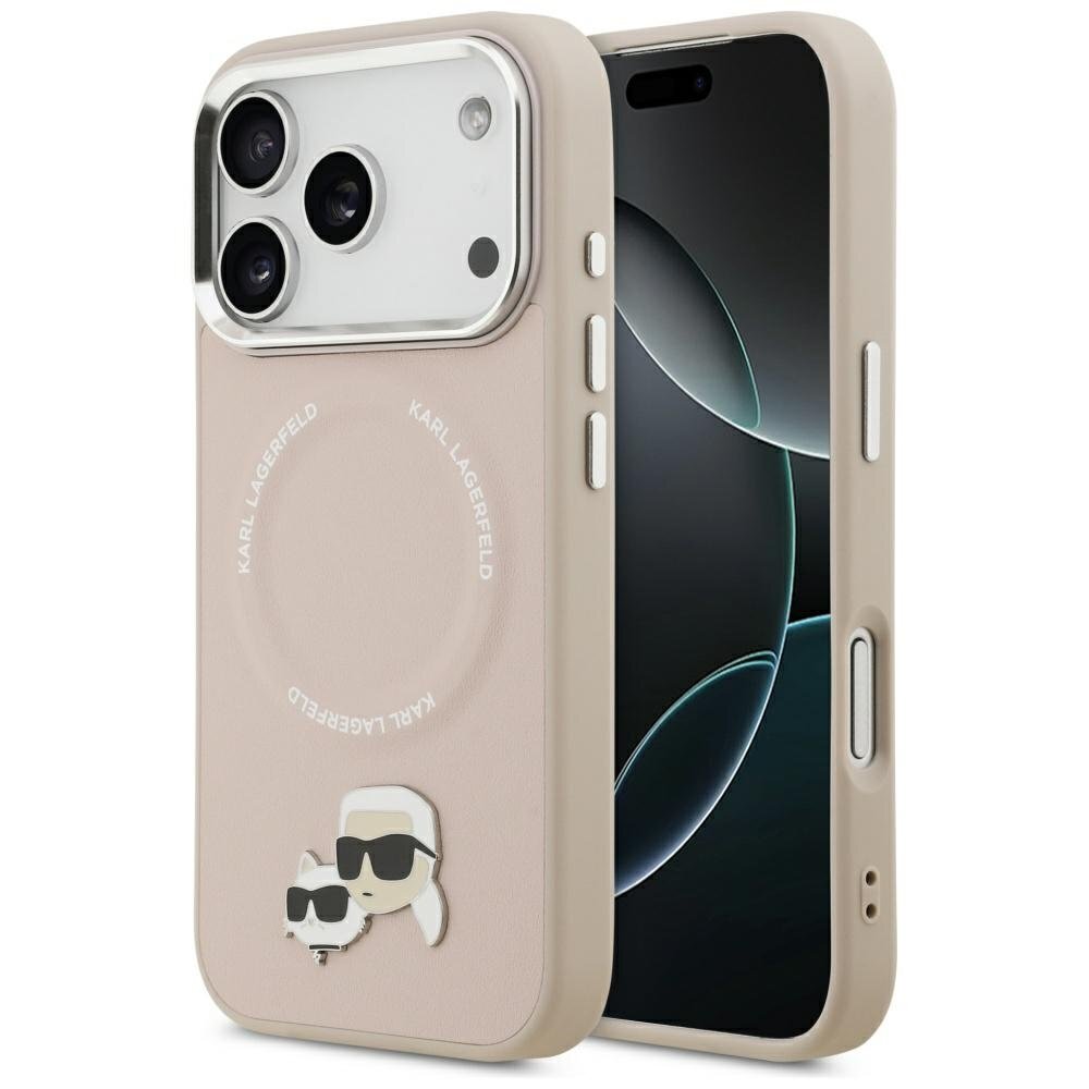 iPhone 17 Pro Karl Lagerfeld Karl & Choupette Pins MagSafe dėklas – rožinis