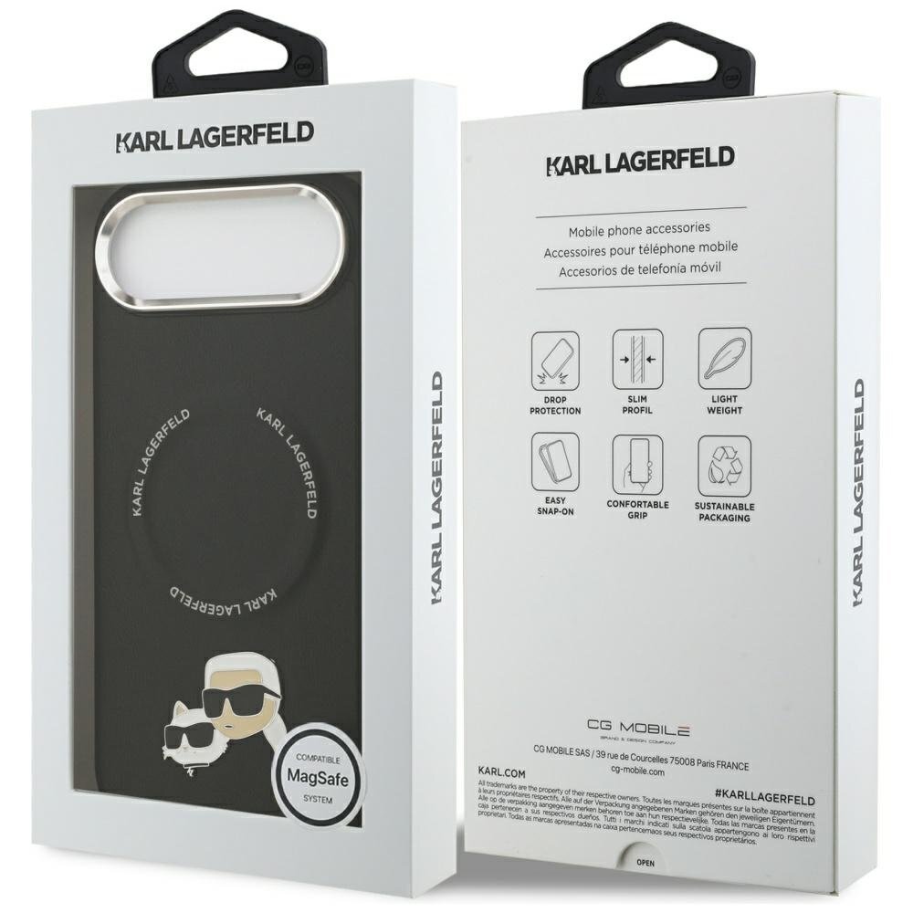 iPhone Air Karl Lagerfeld Karl & Choupette Pins MagSafe dėklas – juodas 7