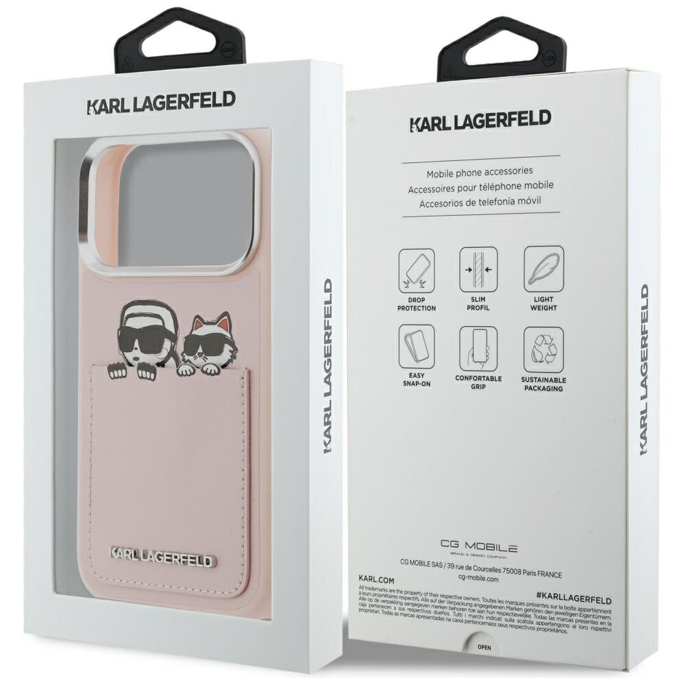 iPhone 17 Pro Karl Lagerfeld Karl & Choupette Print & Pocket dėklas – rožinis 7