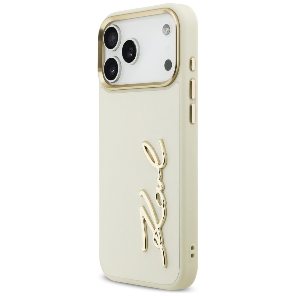 iPhone 17 Pro Max Karl Lagerfeld Karl Script Logo dėklas – smėlinis 1