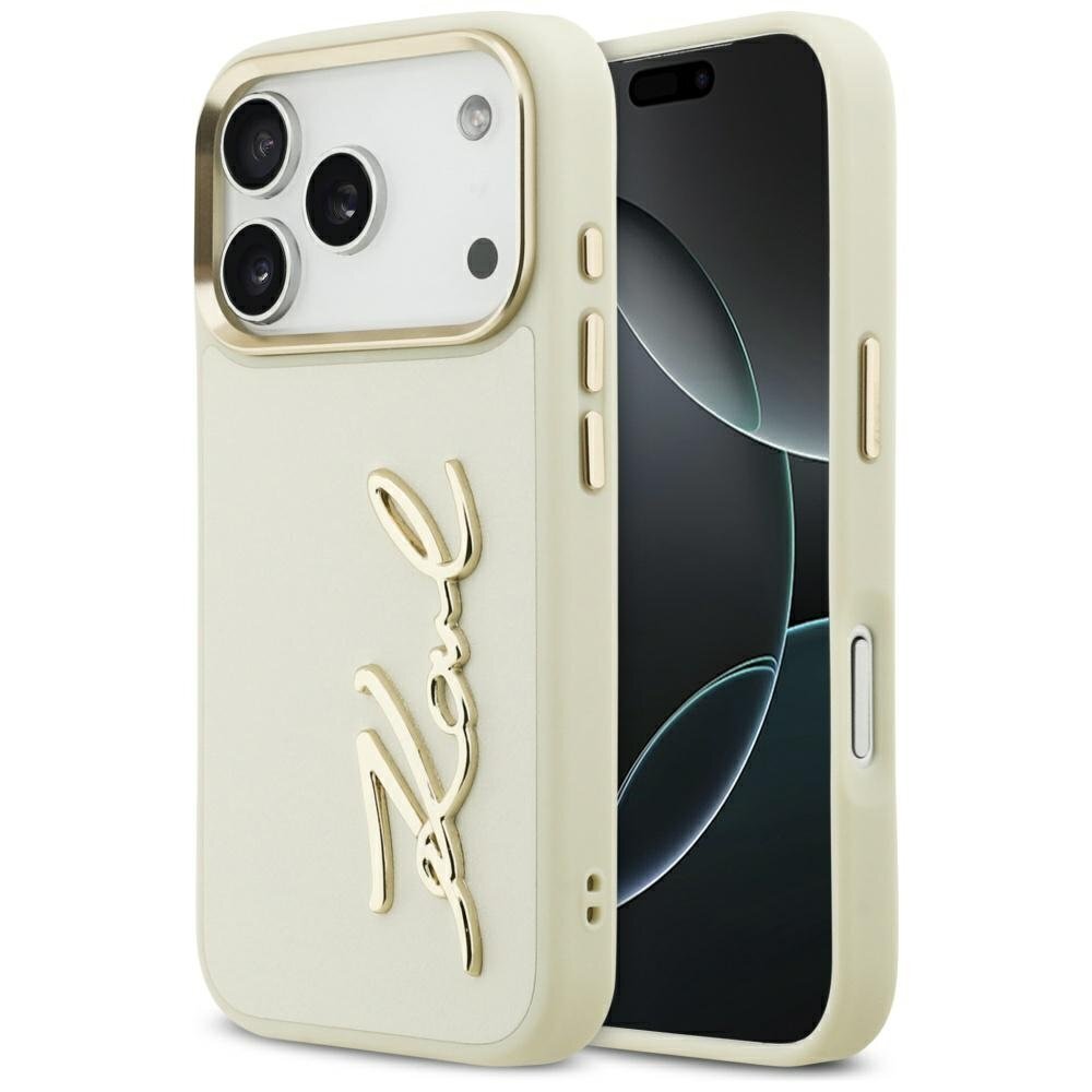 iPhone 17 Pro Karl Lagerfeld Karl Script Logo dėklas – smėlinis