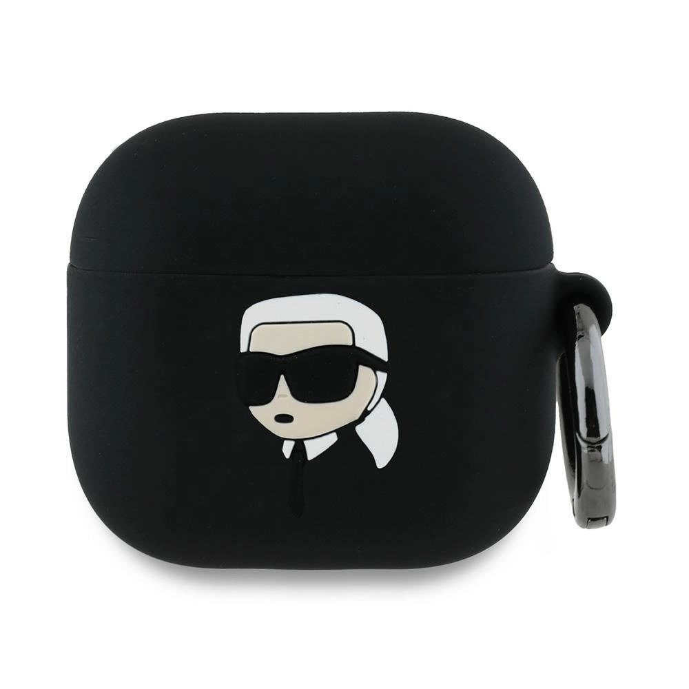 Karl Lagerfeld KLA4RUNIKK AirPods 4 cover Juodas/Juodas Silikoninis Karl Head 3D Karl Lagerfeld KLA4RUNIKK AirPods 4 cover Juodas/Juodas Silikoninis Karl Head 3D