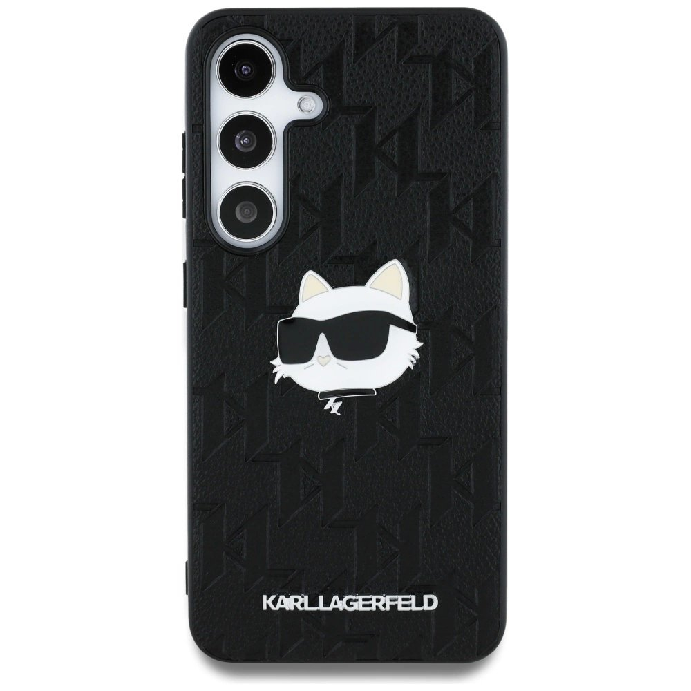 Karl Lagerfeld Leather Monogram Pin Logo Choupette Head Samsung Galaxy S25 Dėklas Juodas 2 Karl Lagerfeld Leather Monogram Pin Logo Choupette Head Samsung Galaxy S25 Dėklas Juodas 2