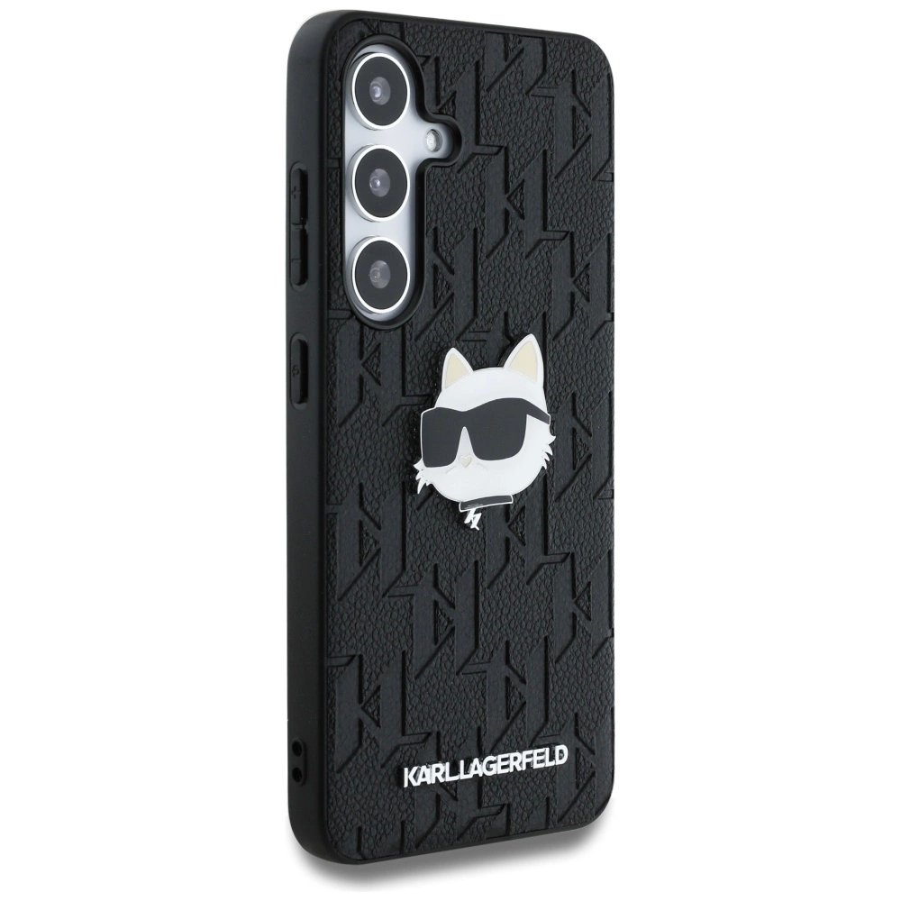 Karl Lagerfeld Leather Monogram Pin Logo Choupette Head Samsung Galaxy S25 Dėklas Juodas 3 Karl Lagerfeld Leather Monogram Pin Logo Choupette Head Samsung Galaxy S25 Dėklas Juodas 3