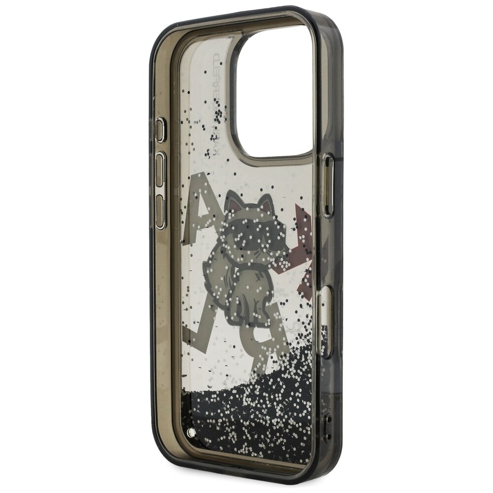 iPhone 16 Pro Karl Lagerfeld Liquid Glitter Choupette Logo dėklas – juodas 6
