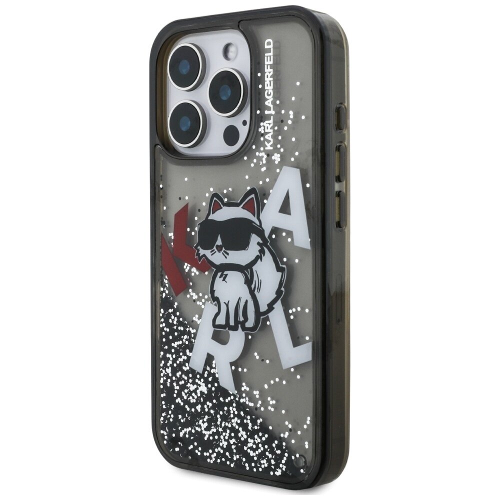 iPhone 16 Pro Max Karl Lagerfeld Liquid Glitter Choupette Logo dėklas – juodas 1 iPhone 16 Pro Max Karl Lagerfeld Liquid Glitter Choupette Logo dėklas – juodas 1