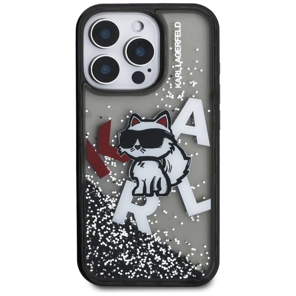 iPhone 16 Pro Max Karl Lagerfeld Liquid Glitter Choupette Logo dėklas – juodas 2 iPhone 16 Pro Max Karl Lagerfeld Liquid Glitter Choupette Logo dėklas – juodas 2