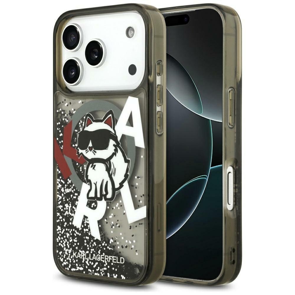 iPhone 17 Pro Max dėklas Karl Lagerfeld Liquid Glitter Choupette Logo su MagSafe – juodas iPhone 17 Pro Max dėklas Karl Lagerfeld Liquid Glitter Choupette Logo su MagSafe – juodas