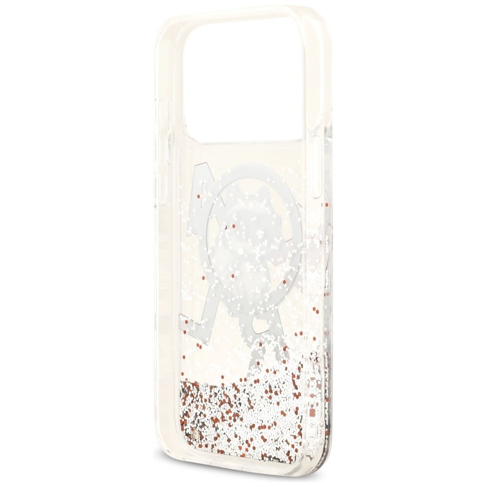 iPhone 17 Pro Max dėklas Karl Lagerfeld Liquid Glitter Choupette Logo, MagSafe – skaidrus 6