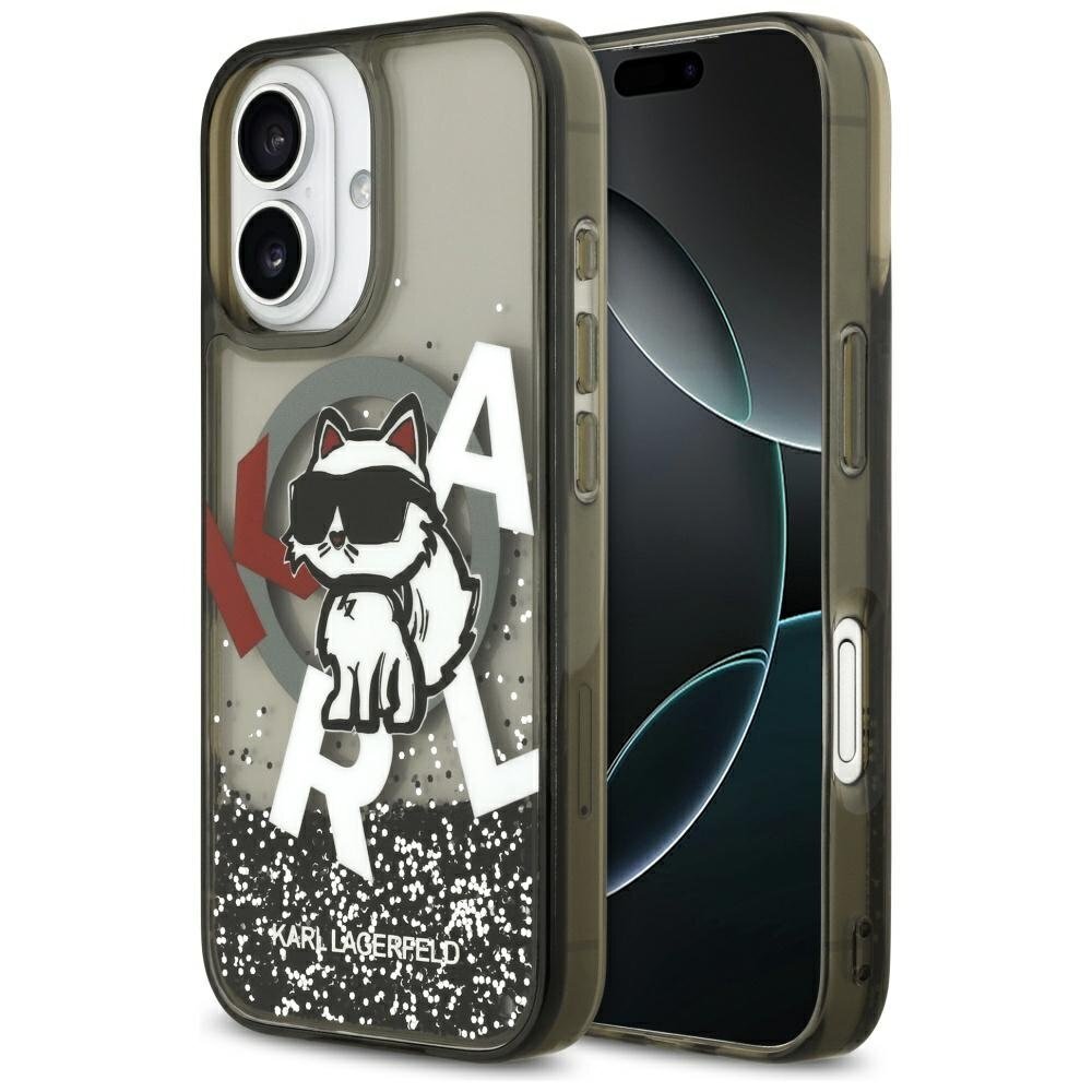iPhone 17 dėklas Karl Lagerfeld Liquid Glitter Choupette Logo, MagSafe – juodas iPhone 17 dėklas Karl Lagerfeld Liquid Glitter Choupette Logo, MagSafe – juodas