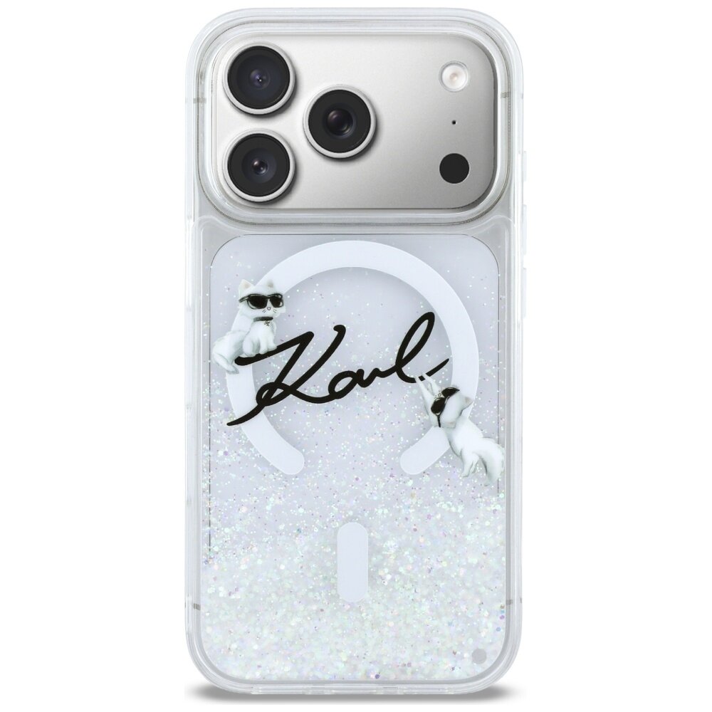 iPhone 17 Pro Karl Lagerfeld Liquid Glitter Karl Script Logo MagSafe dėklas – skaidrus 2