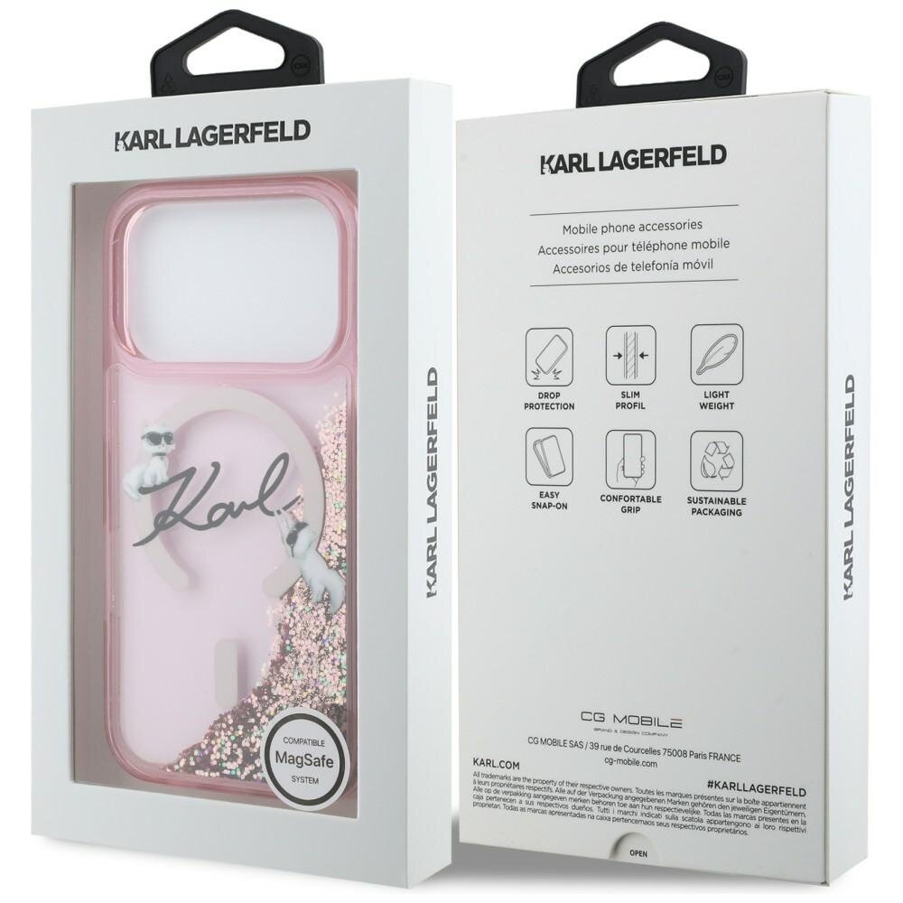 iPhone 17 Pro Karl Lagerfeld Liquid Glitter Karl Script Logo MagSafe dėklas – rožinis 7