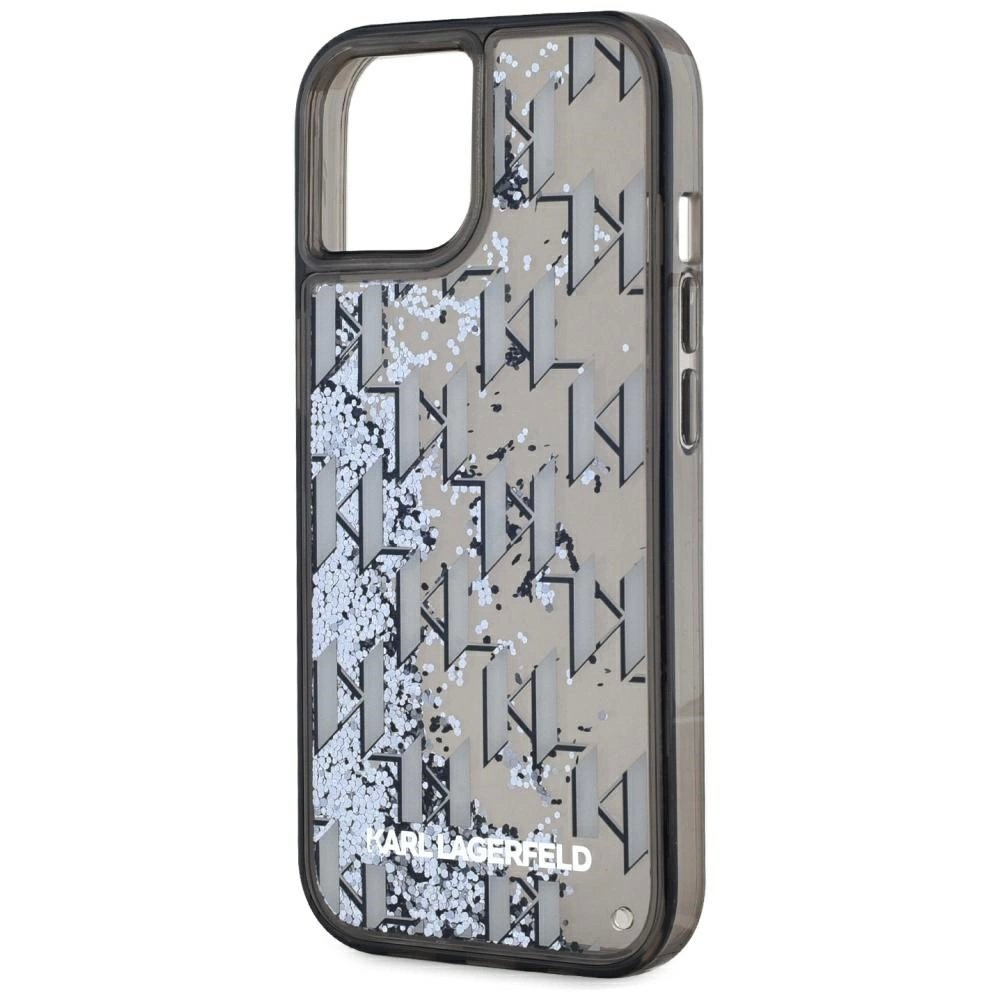 iPhone 15 Karl Lagerfeld Liquide Glitter Monogram Gradient dėklas - juodas 5