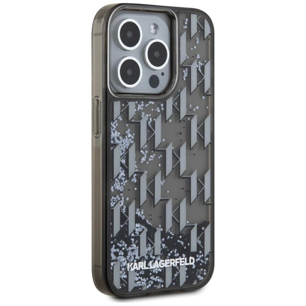 iPhone 15 Pro Karl Lagerfeld Liquide Glitter Monogram Gradient dėklas - juodas 3