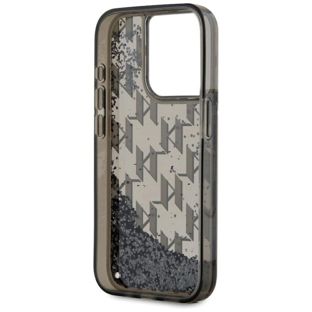 iPhone 15 Pro Karl Lagerfeld Liquide Glitter Monogram Gradient dėklas - juodas 6